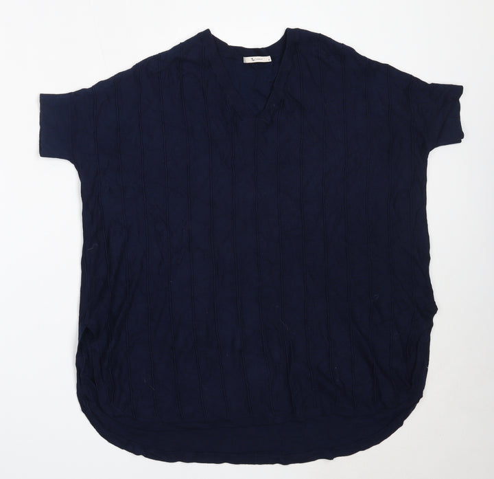 TU Womens Blue V-Neck Viscose Pullover Jumper Size 10