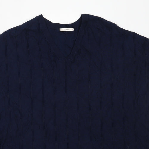 TU Womens Blue V-Neck  Viscose Pullover Jumper Size 10