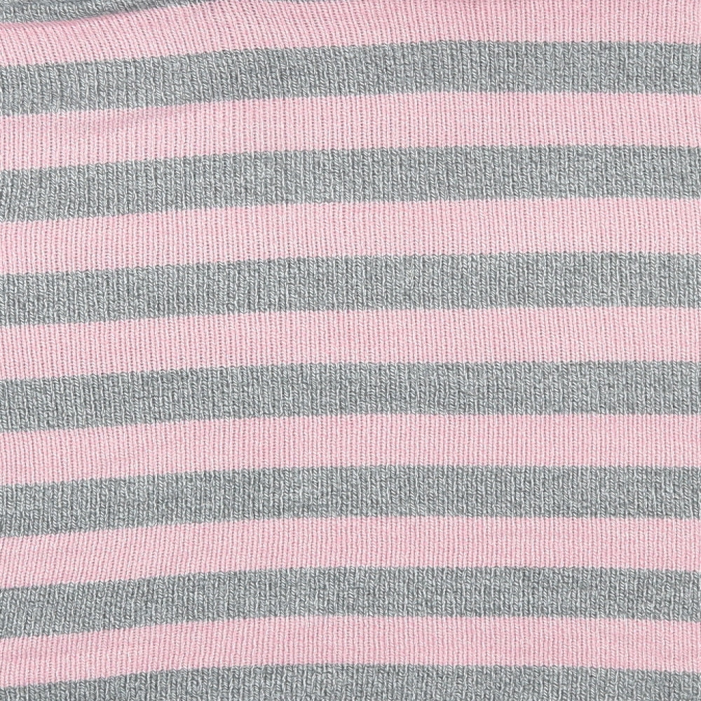 Portals Womens Pink Roll Neck Striped Acrylic Pullover Jumper Size XL