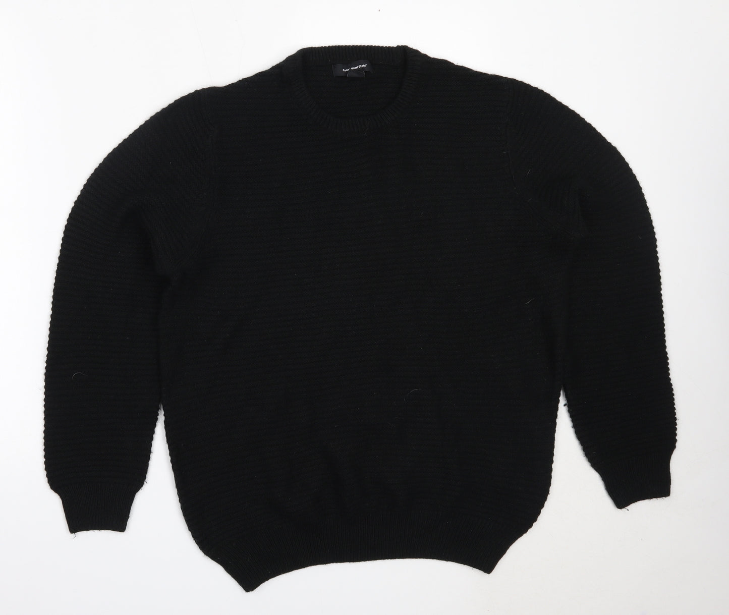 Cedar Wood State Mens Black Round Neck  Acrylic Pullover Jumper Size L