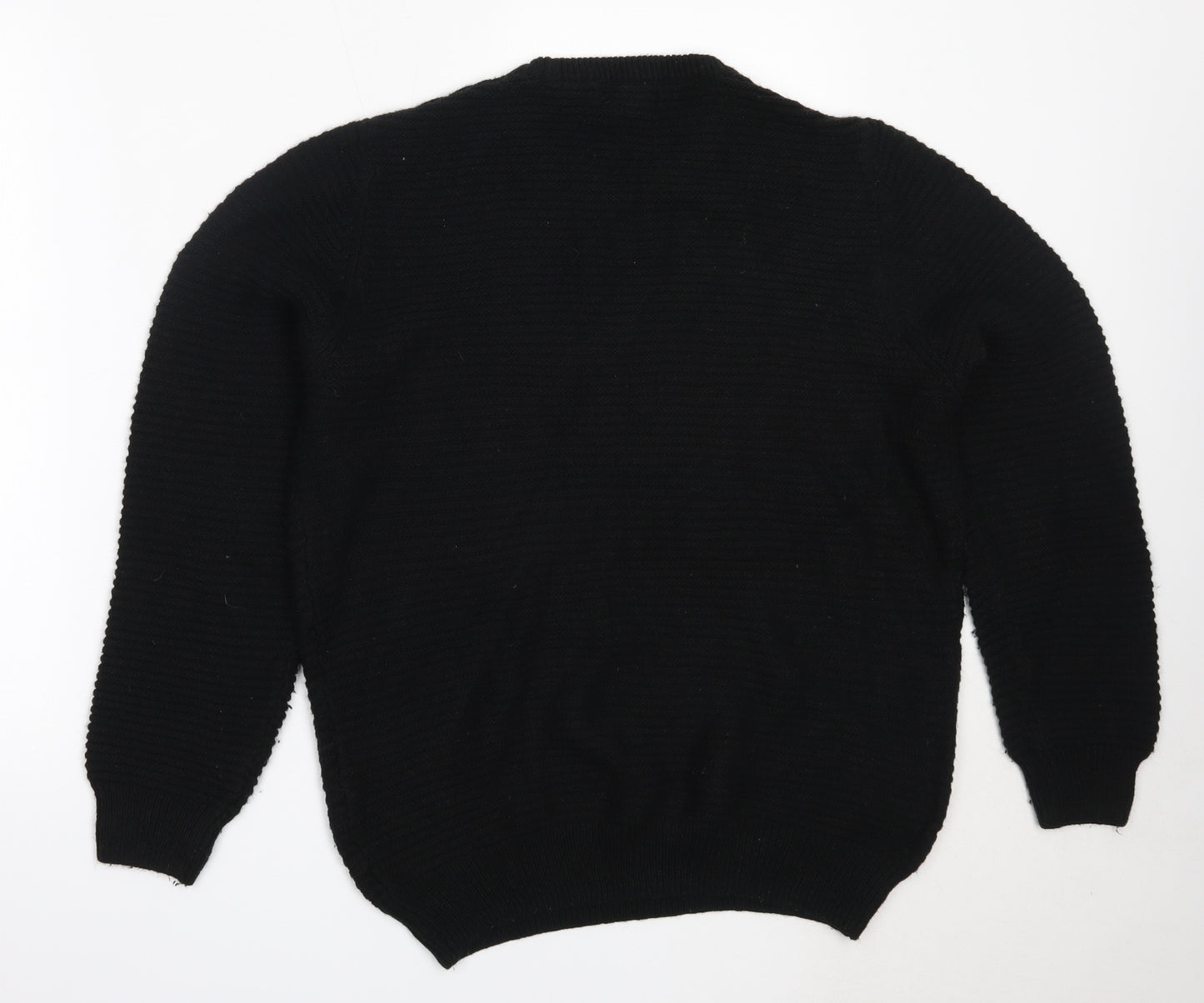 Cedar Wood State Mens Black Round Neck  Acrylic Pullover Jumper Size L