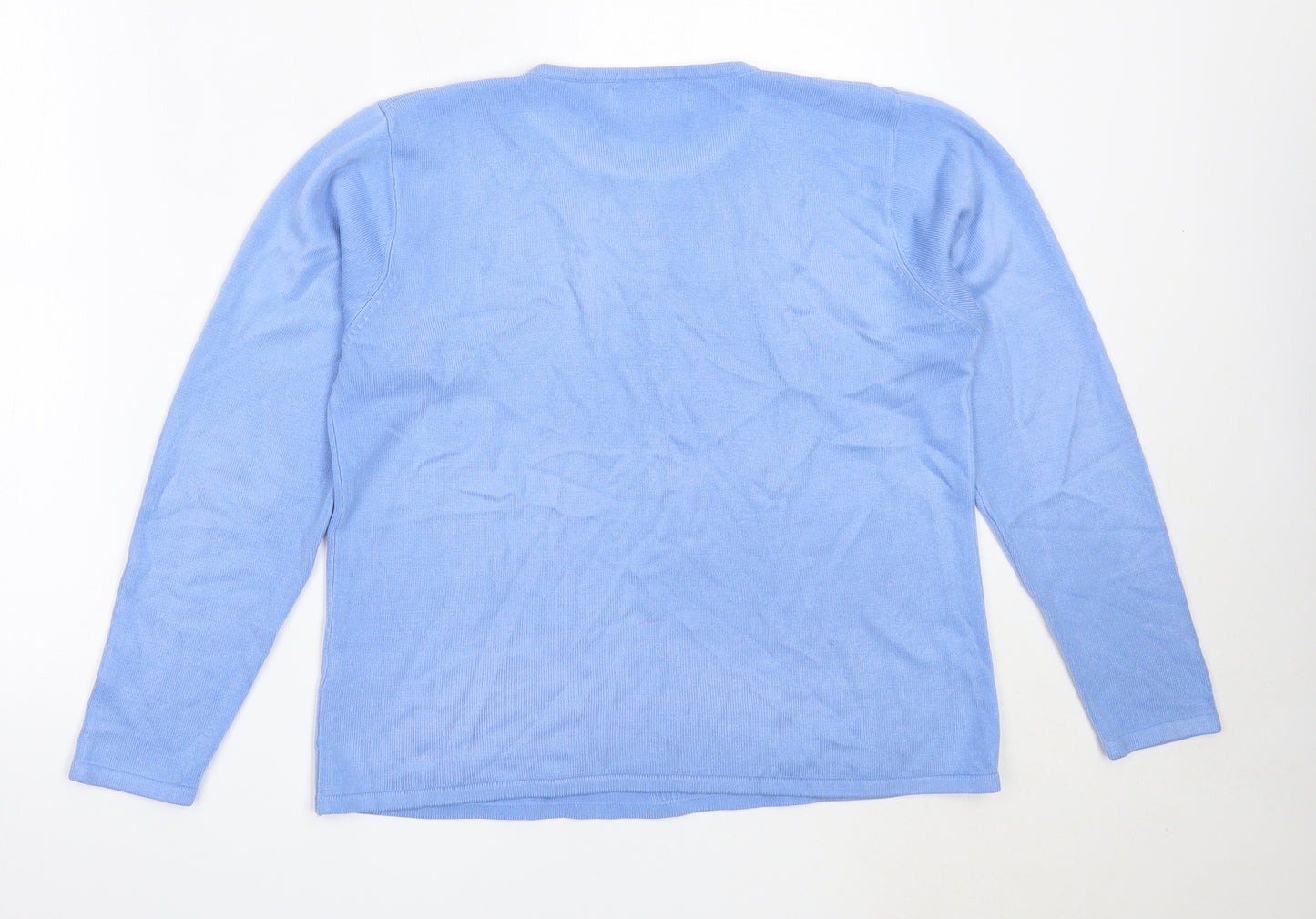 Reflect Collection Womens Blue Round Neck  Acrylic Pullover Jumper Size M