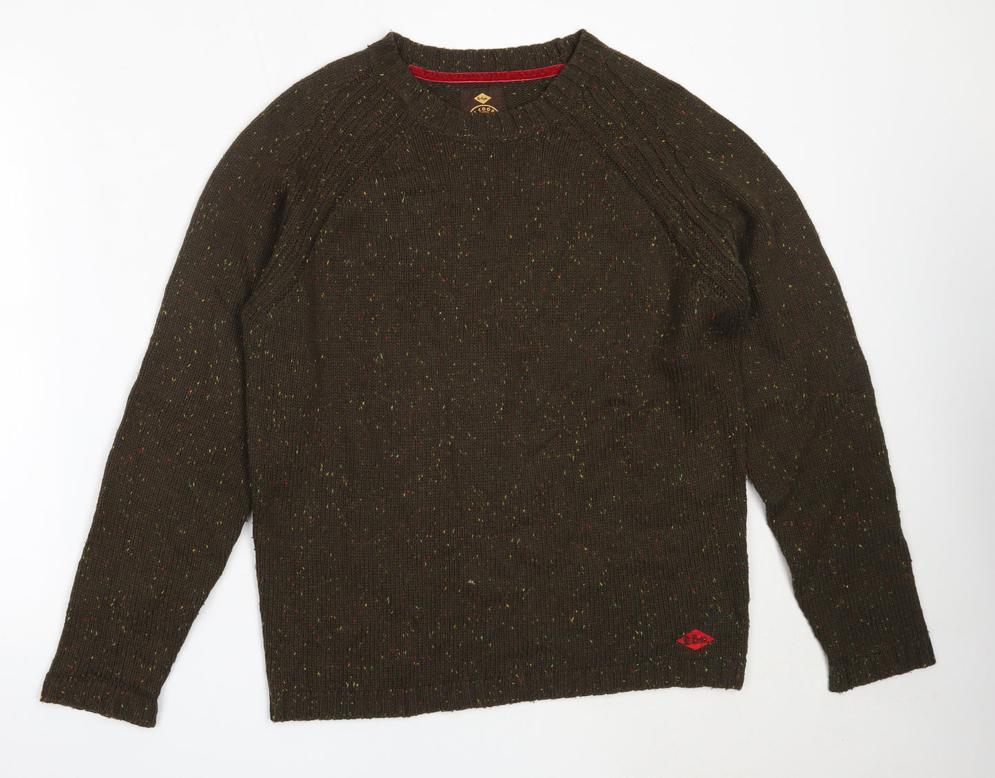 Lee Cooper Mens Green Round Neck  Acrylic Pullover Jumper Size M