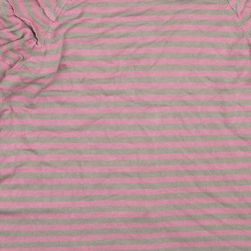 KORR Womens Pink Round Neck Striped Viscose Cardigan Jumper Size L