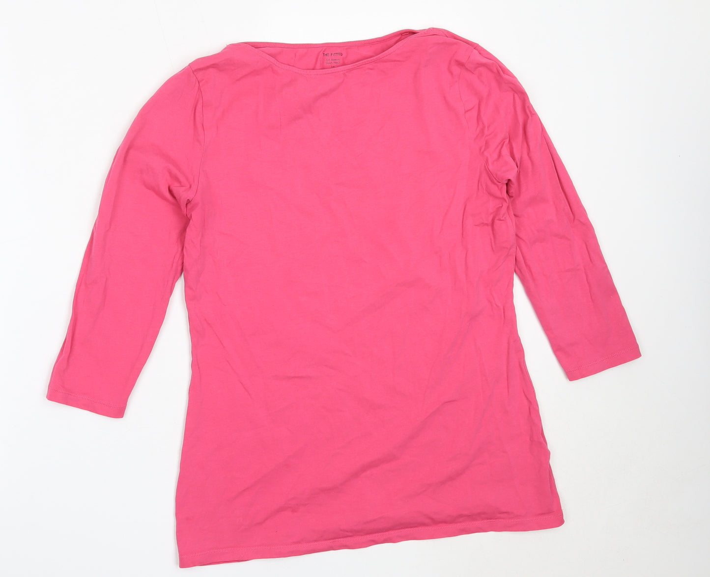 Marks and Spencer Womens Pink  Cotton Basic T-Shirt Size 14 Round Neck