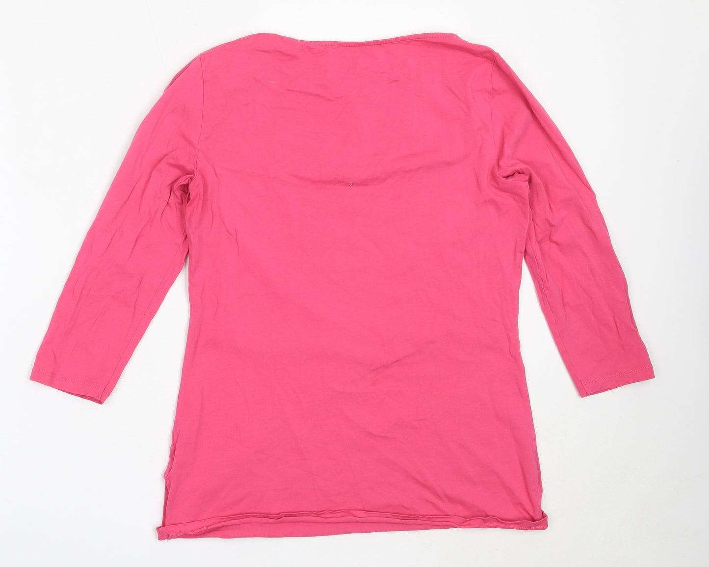 Marks and Spencer Womens Pink  Cotton Basic T-Shirt Size 14 Round Neck