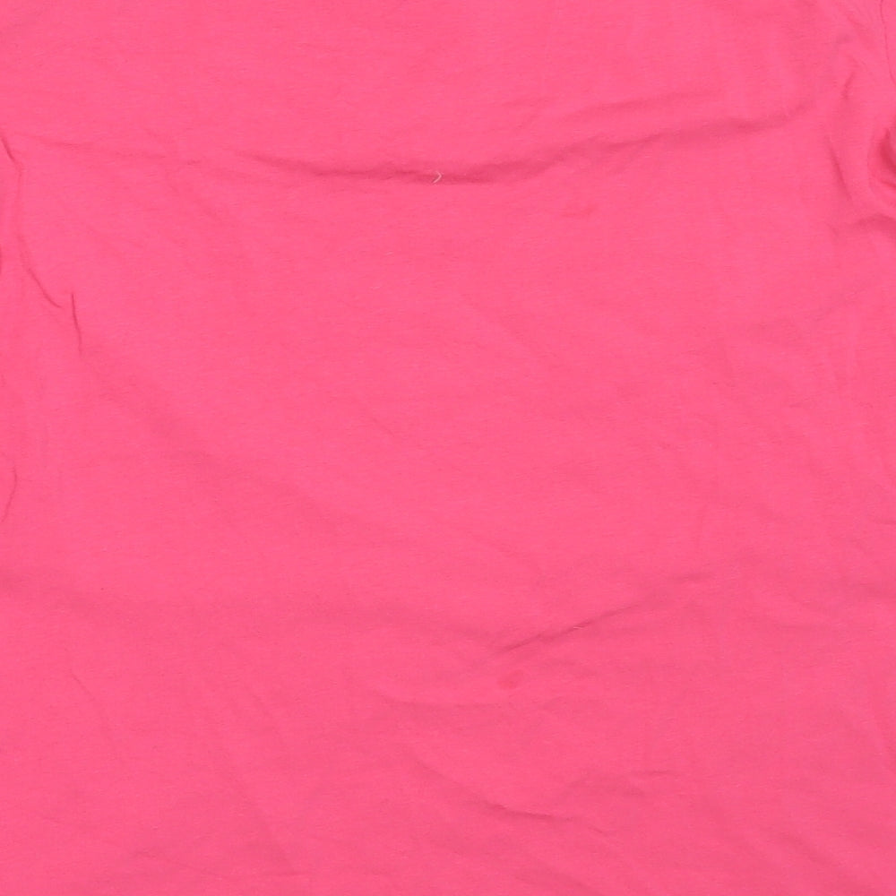 Marks and Spencer Womens Pink  Cotton Basic T-Shirt Size 14 Round Neck