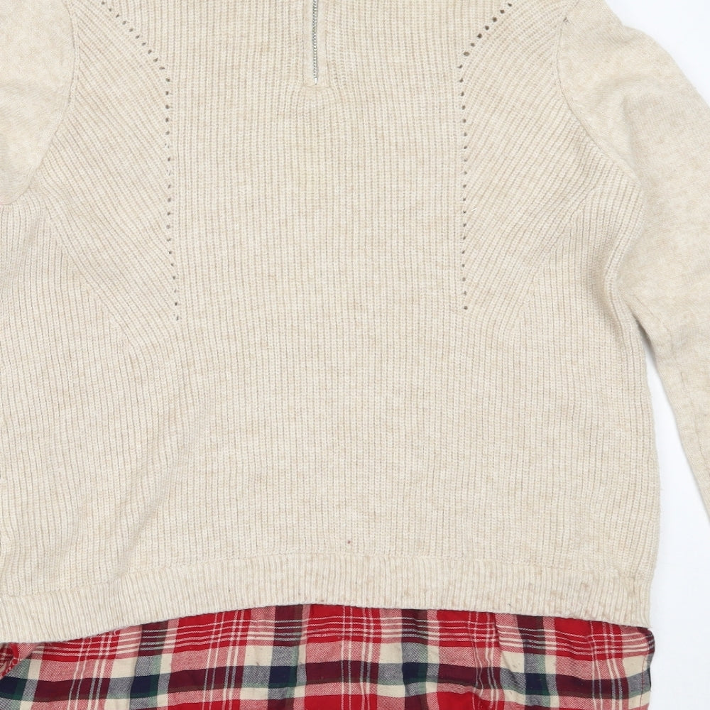 Primark Womens Beige Round Neck  Viscose Pullover Jumper Size M