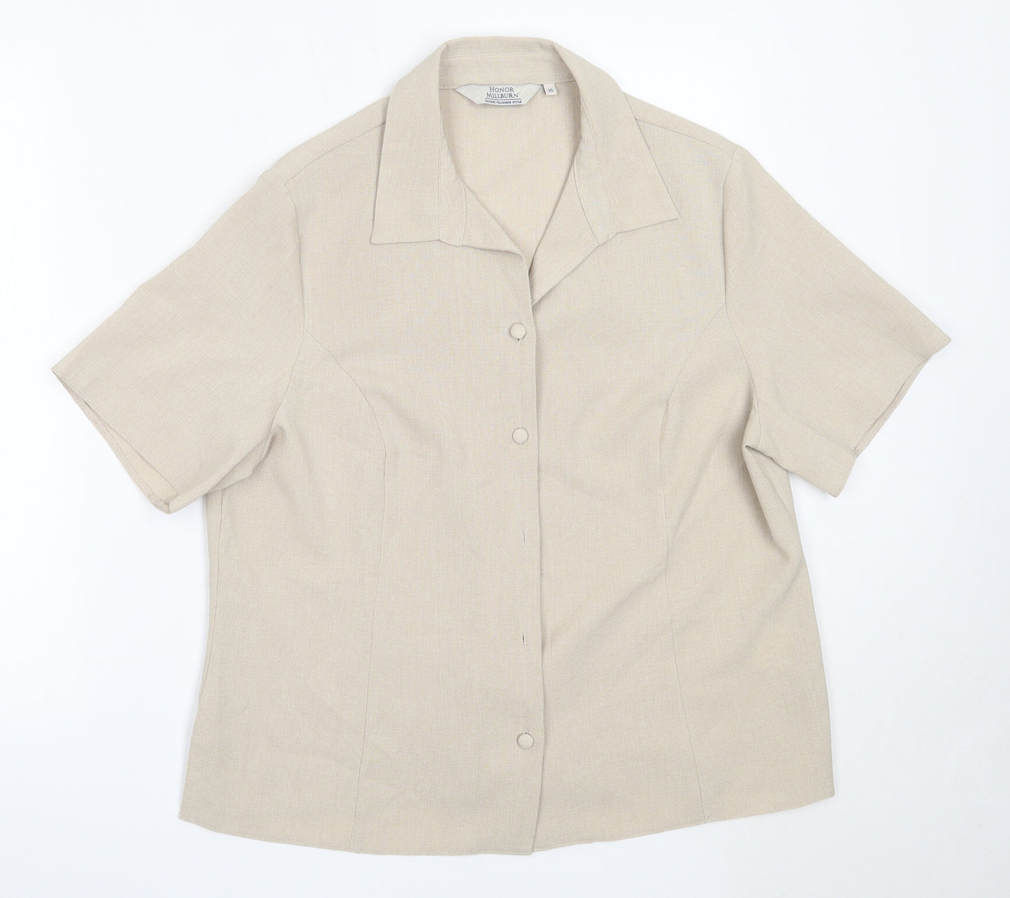 Honor Milburn Womens Beige  Polyester Basic Button-Up Size 16 Collared