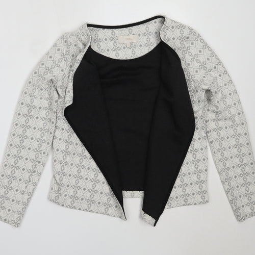 NEXT Womens Ivory Round Neck Geometric Cotton Cardigan Jumper Size 6