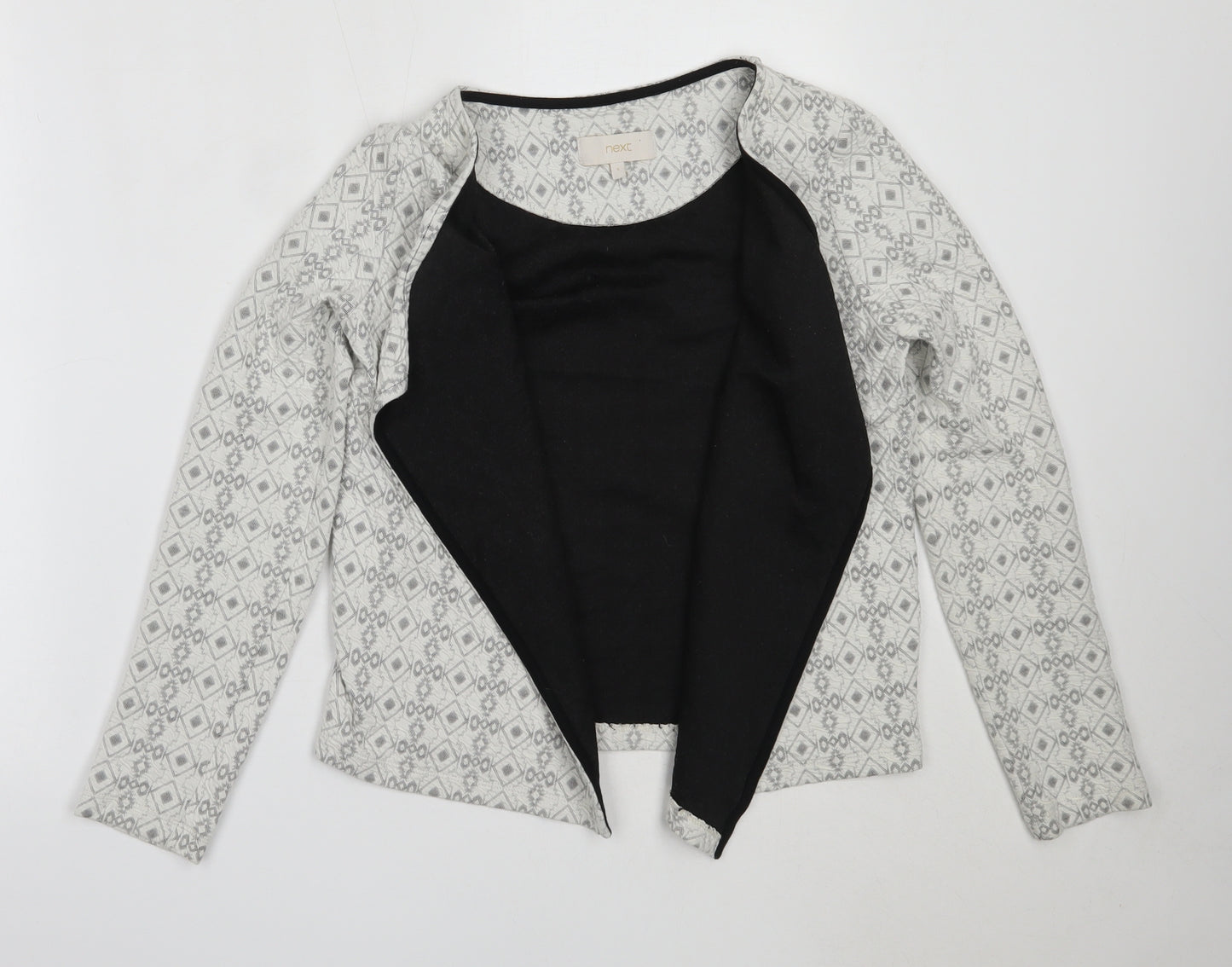 NEXT Womens Ivory Round Neck Geometric Cotton Cardigan Jumper Size 6