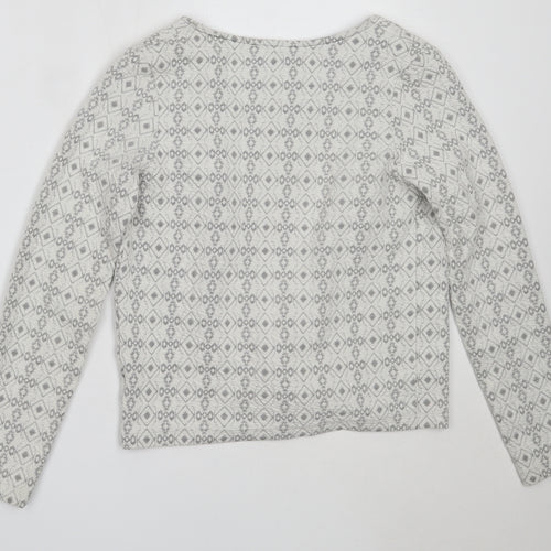 NEXT Womens Ivory Round Neck Geometric Cotton Cardigan Jumper Size 6