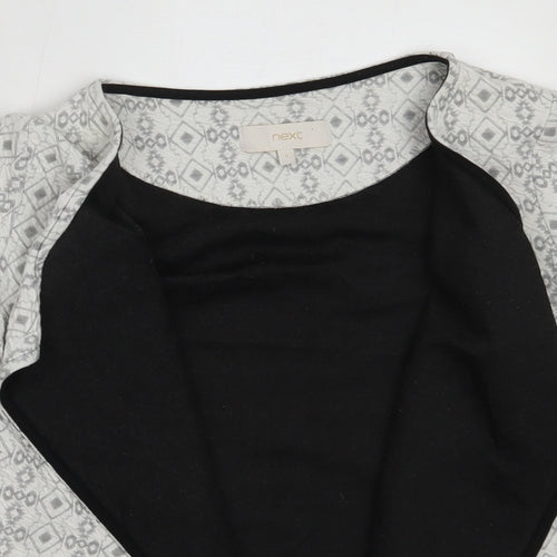 NEXT Womens Ivory Round Neck Geometric Cotton Cardigan Jumper Size 6