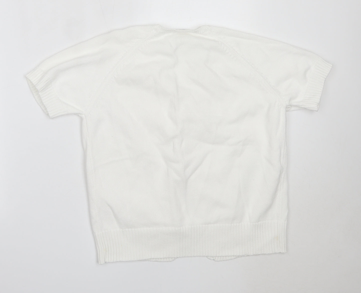 Berkertex Womens White V-Neck  Cotton Cardigan Jumper Size 14