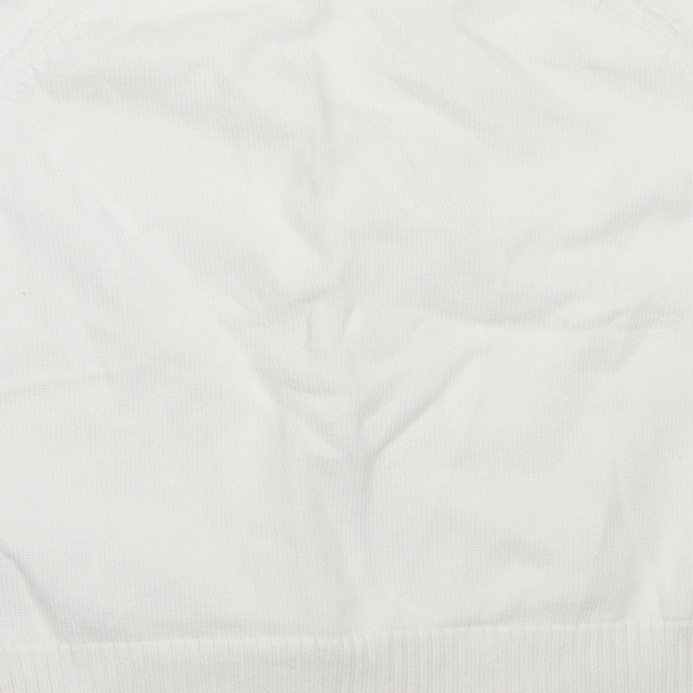Berkertex Womens White V-Neck  Cotton Cardigan Jumper Size 14
