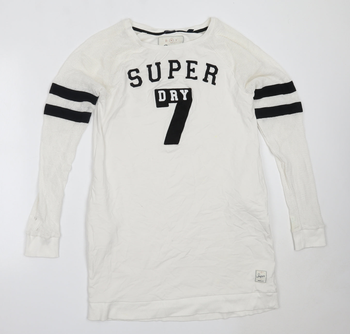 Superdry Womens White  Cotton Jumper Dress  Size L  Round Neck