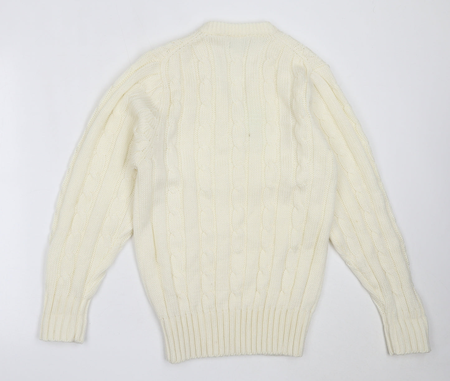 Preworn Mens Ivory V-Neck  Acrylic Pullover Jumper Size XS