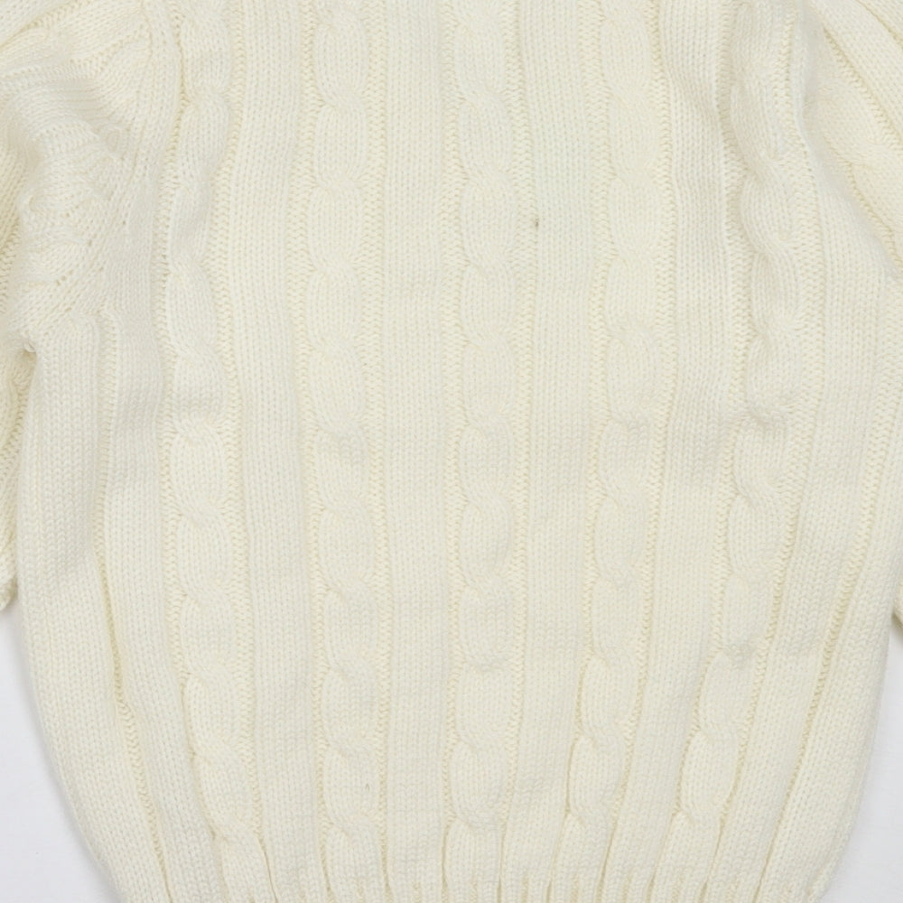 Preworn Mens Ivory V-Neck  Acrylic Pullover Jumper Size XS
