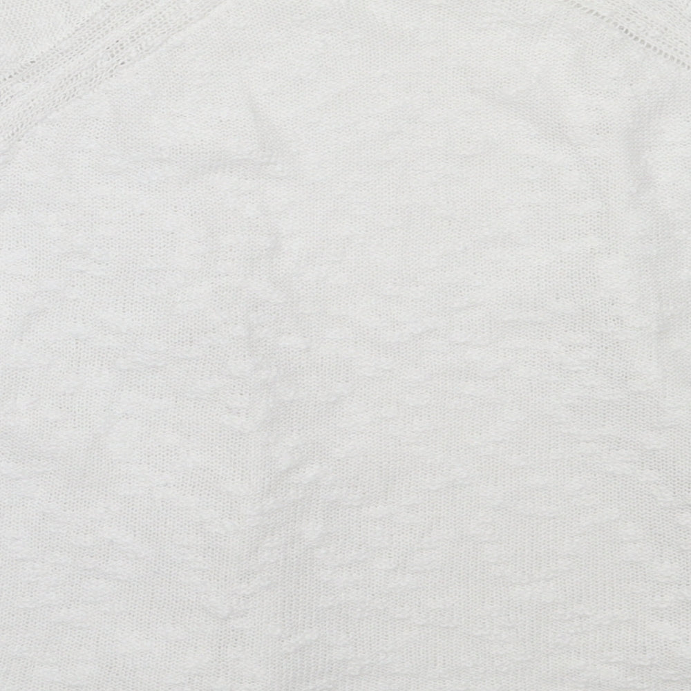 TU Womens White Round Neck  Cotton Cardigan Jumper Size 16