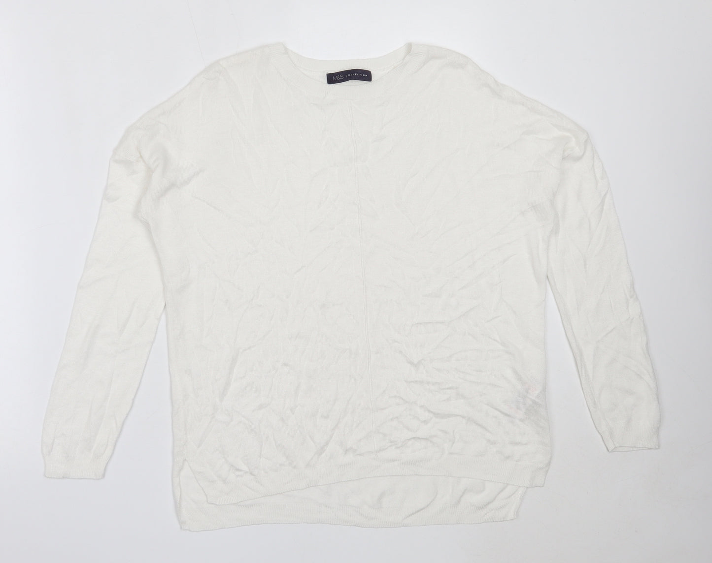 Marks and Spencer Womens Ivory Round Neck  Viscose Pullover Jumper Size M