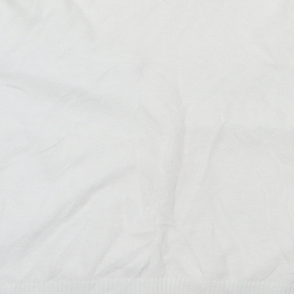TU Womens White Round Neck  Cotton Cardigan Jumper Size 14