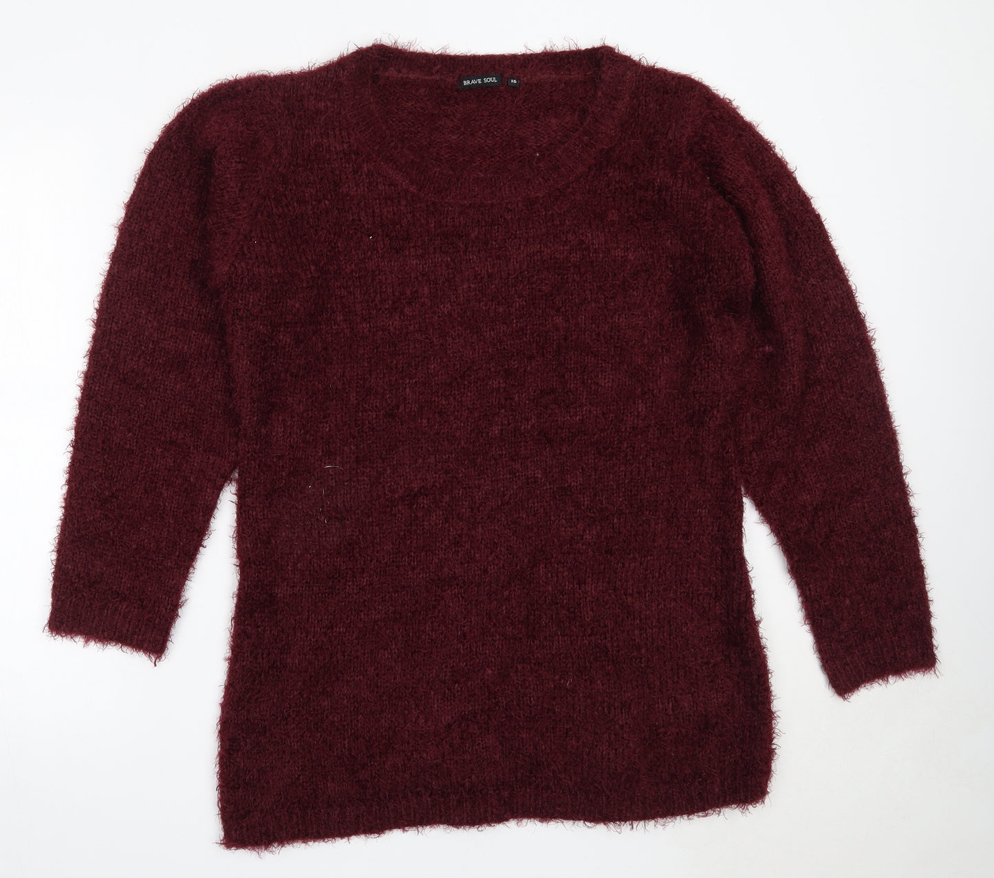 Brave Soul Womens Purple Round Neck  Polyester Pullover Jumper Size 16