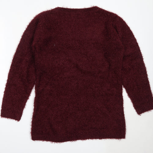 Brave Soul Womens Purple Round Neck  Polyester Pullover Jumper Size 16