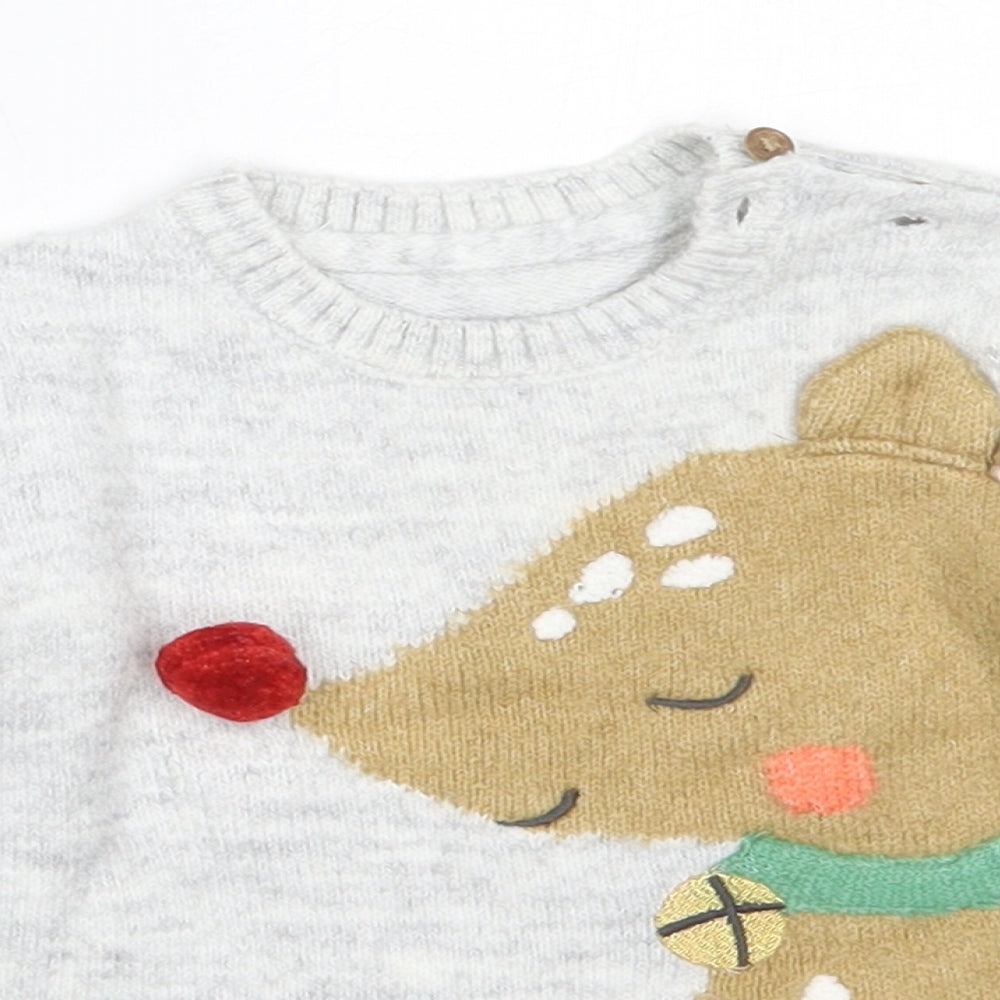 Marks and Spencer Boys Grey  Acrylic Pullover Jumper Size 9-12 Months