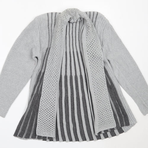 Pulse Womens Grey Round Neck  Acrylic Cardigan Jumper Size S