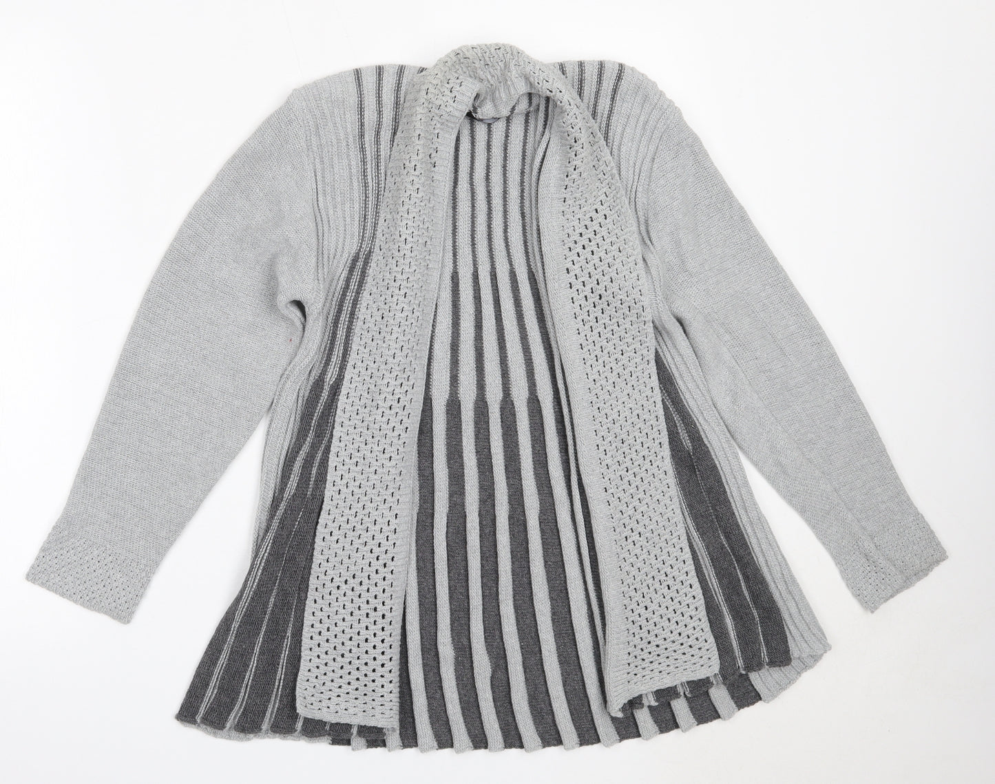 Pulse Womens Grey Round Neck  Acrylic Cardigan Jumper Size S