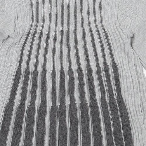Pulse Womens Grey Round Neck  Acrylic Cardigan Jumper Size S
