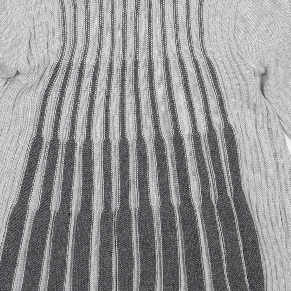 Pulse Womens Grey Round Neck  Acrylic Cardigan Jumper Size S