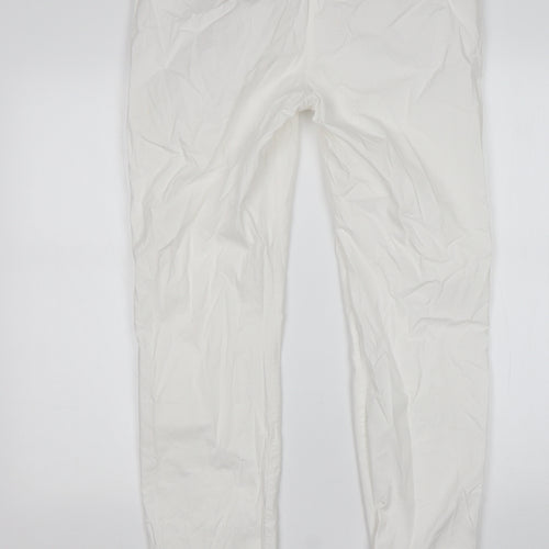 NEXT Womens White  Cotton Chino Trousers Size 10 L30 in Regular