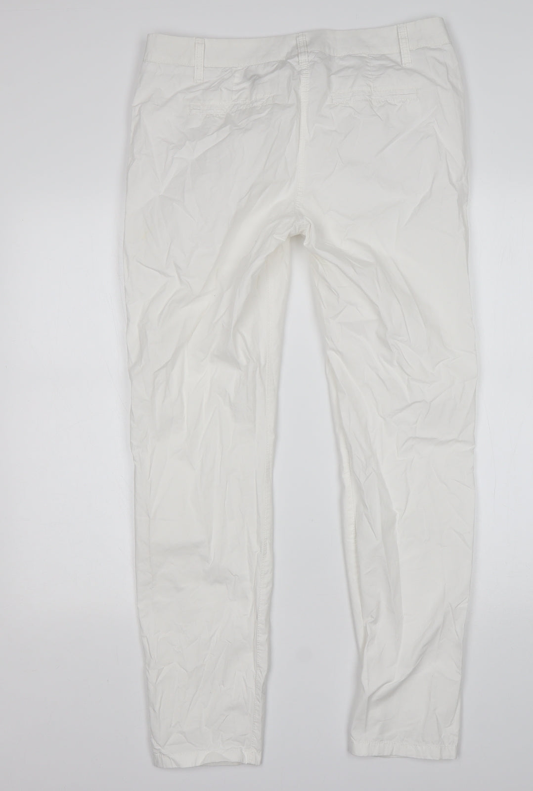NEXT Womens White  Cotton Chino Trousers Size 10 L30 in Regular