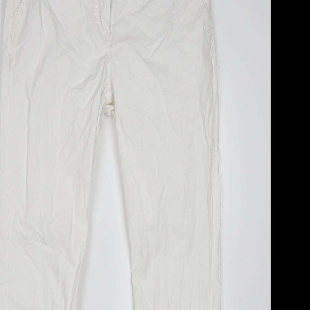 NEXT Womens White  Cotton Chino Trousers Size 10 L30 in Regular