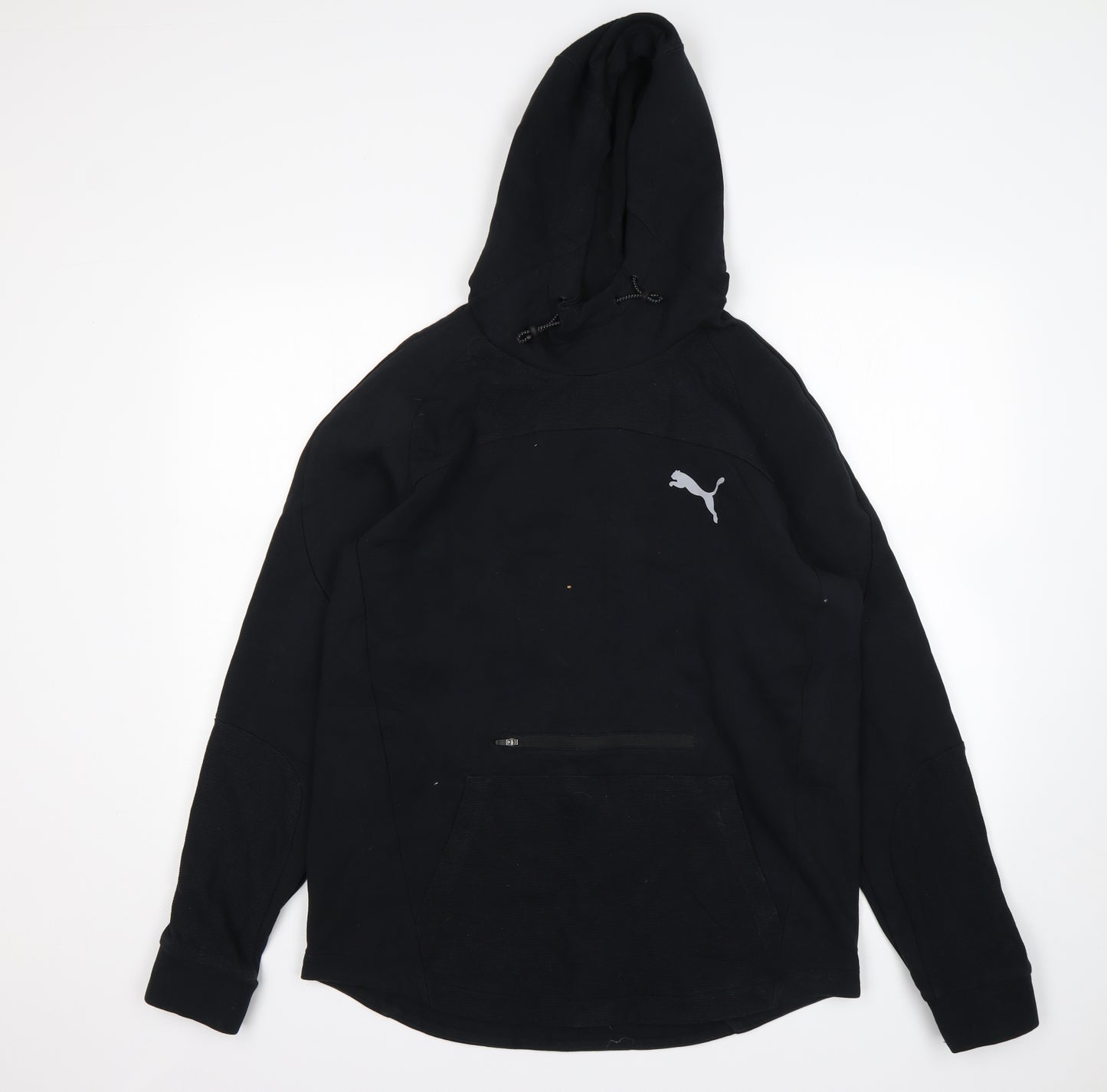PUMA Mens Black  Cotton Pullover Hoodie Size L
