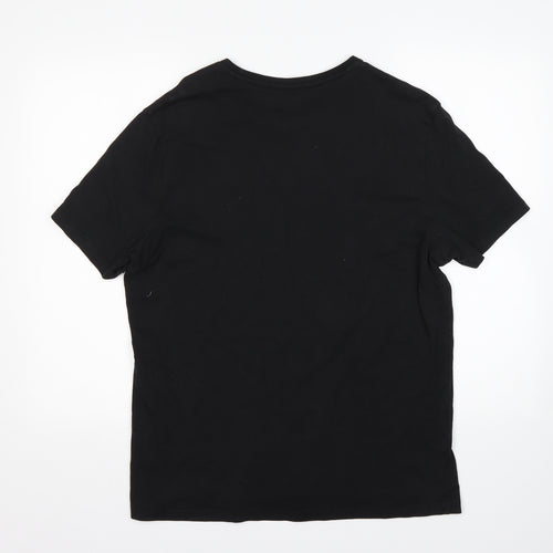 F&F Mens Black  Cotton  T-Shirt Size M Round Neck