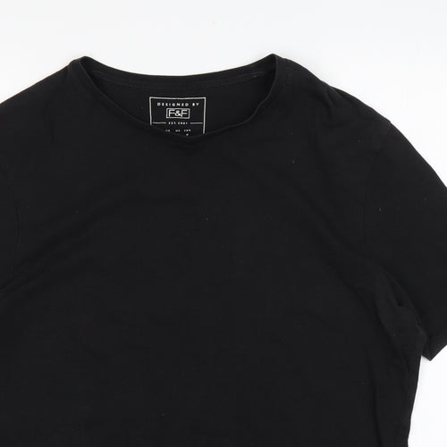 F&F Mens Black  Cotton  T-Shirt Size M Round Neck