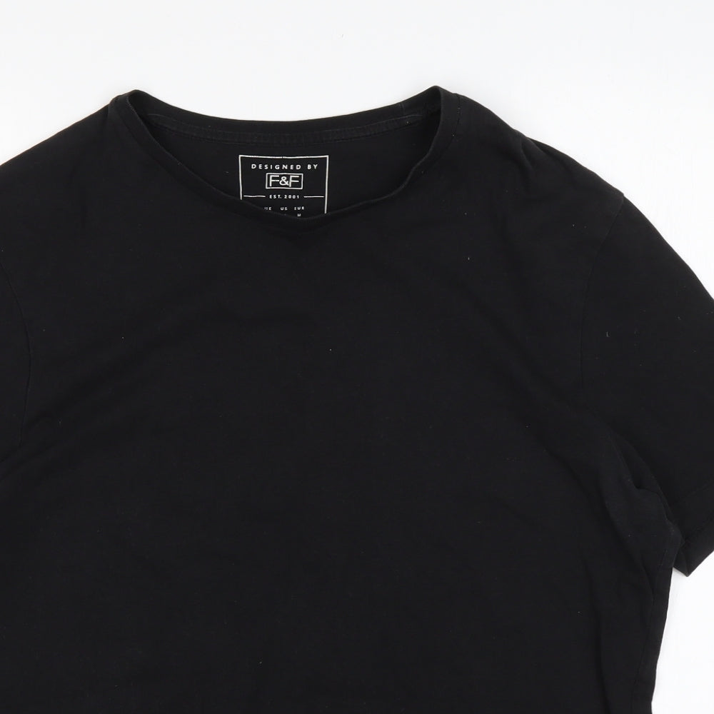 F&F Mens Black  Cotton  T-Shirt Size M Round Neck