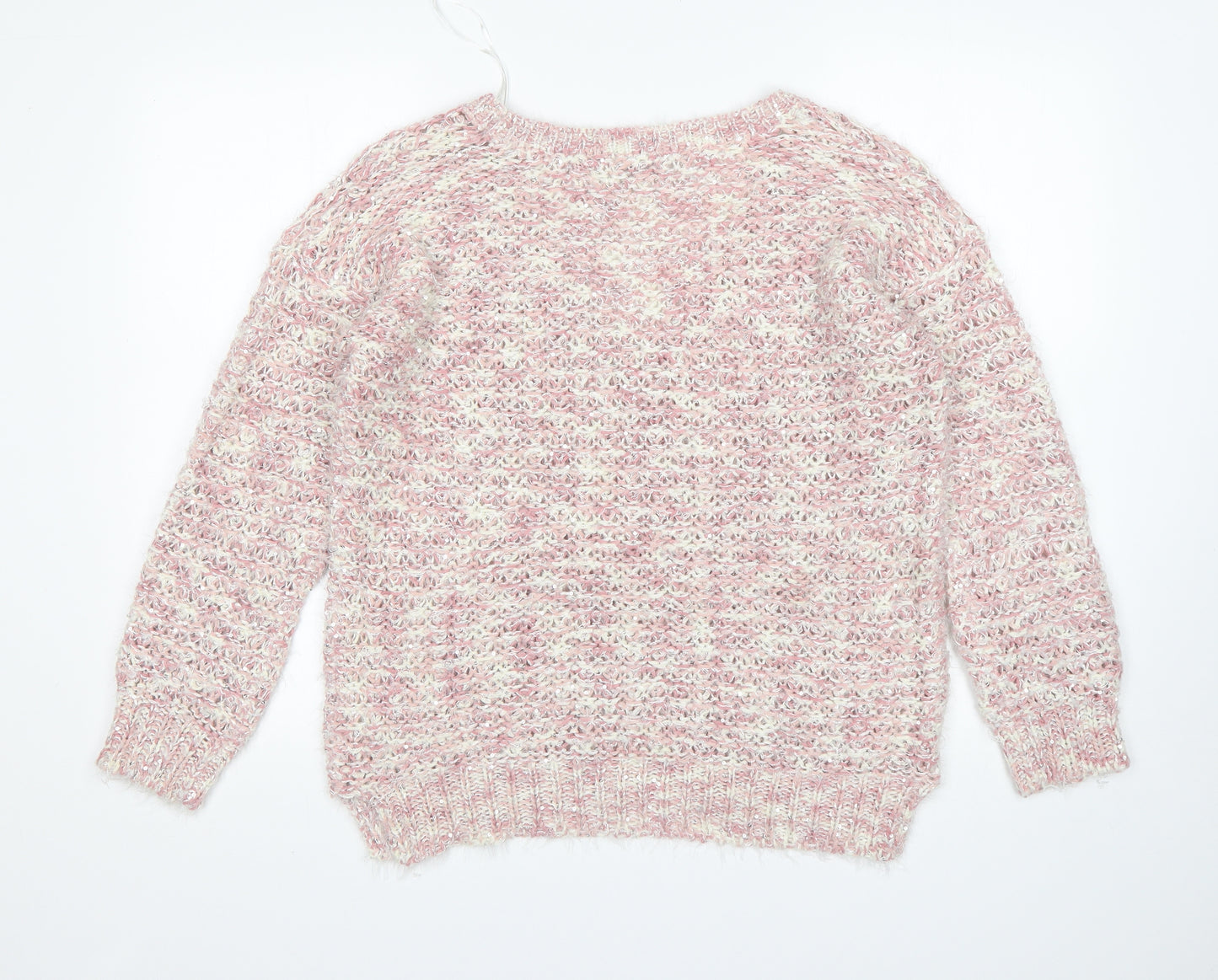 F&F Womens Multicoloured V-Neck  Acrylic Pullover Jumper Size 14