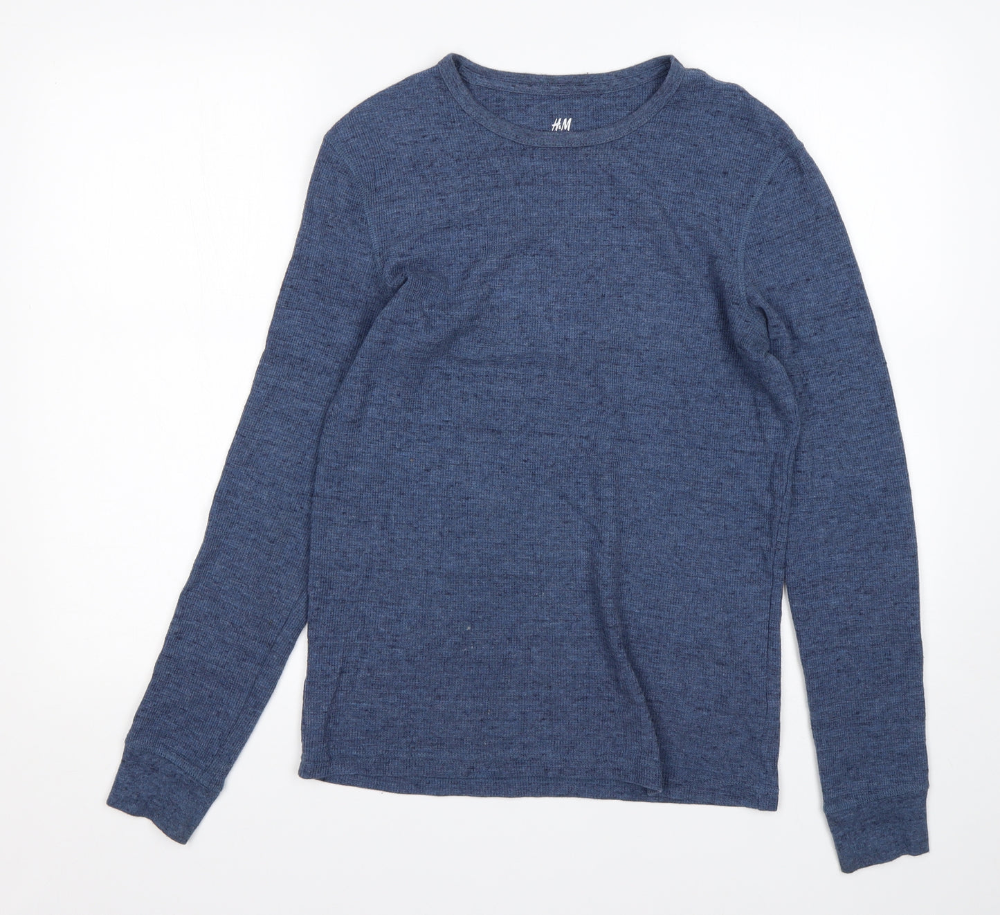 H&M Mens Blue  Polyester  T-Shirt Size S Round Neck