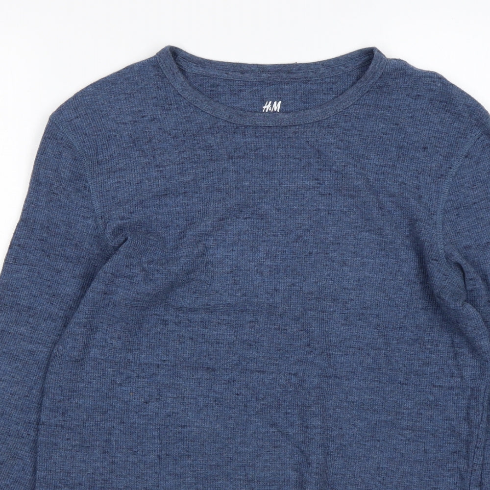 H&M Mens Blue  Polyester  T-Shirt Size S Round Neck