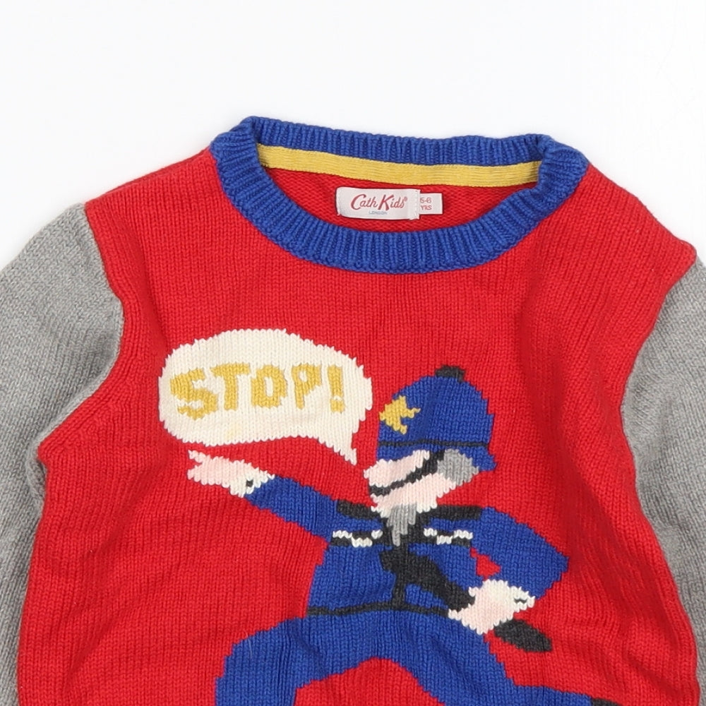 Cath Kids Boys Multicoloured Round Neck  Cotton Pullover Jumper Size 5-6 Years
