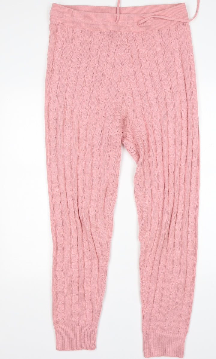 PRETTYLITTLETHING Womens Pink  Acrylic Sweatpants Trousers Size L L30 in Regular