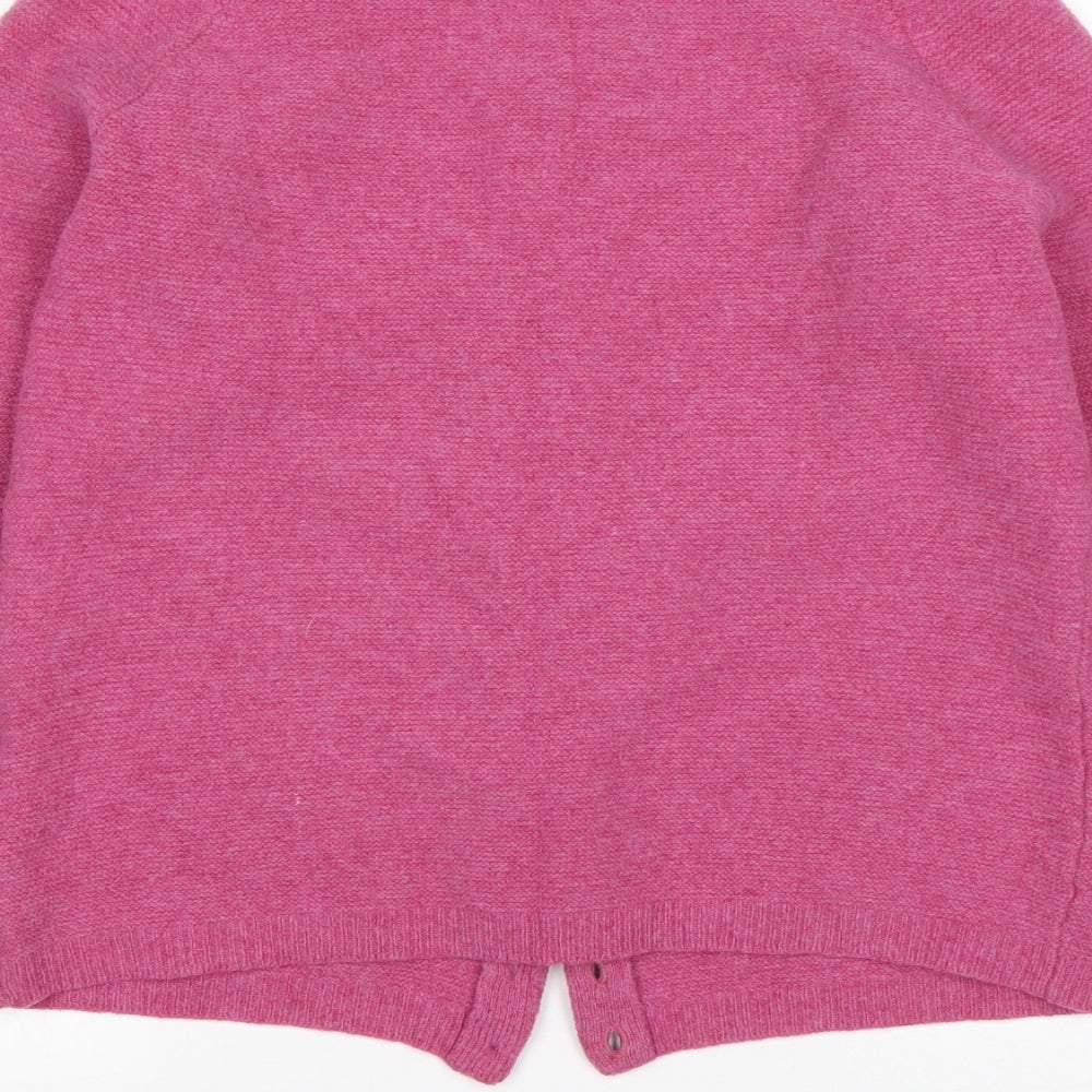 Ken Womens Pink Round Neck  Wool Cardigan Jumper Size M