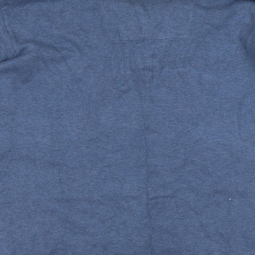 M&S Mens Blue Collared  Cotton Pullover Jumper Size L