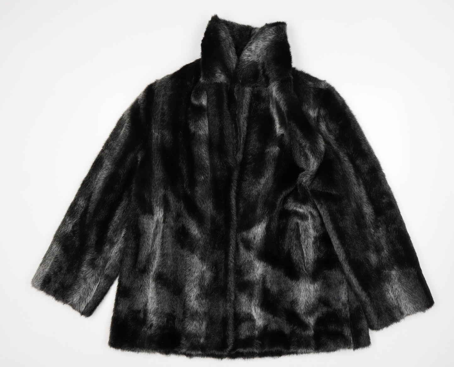Roman Womens Black   Overcoat Coat Size M   - Fur Coat