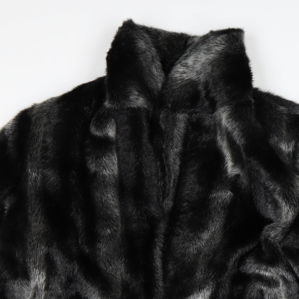Roman Womens Black   Overcoat Coat Size M   - Fur Coat
