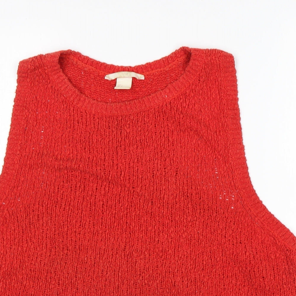 H&M Womens Orange Round Neck  Cotton Vest Jumper Size L