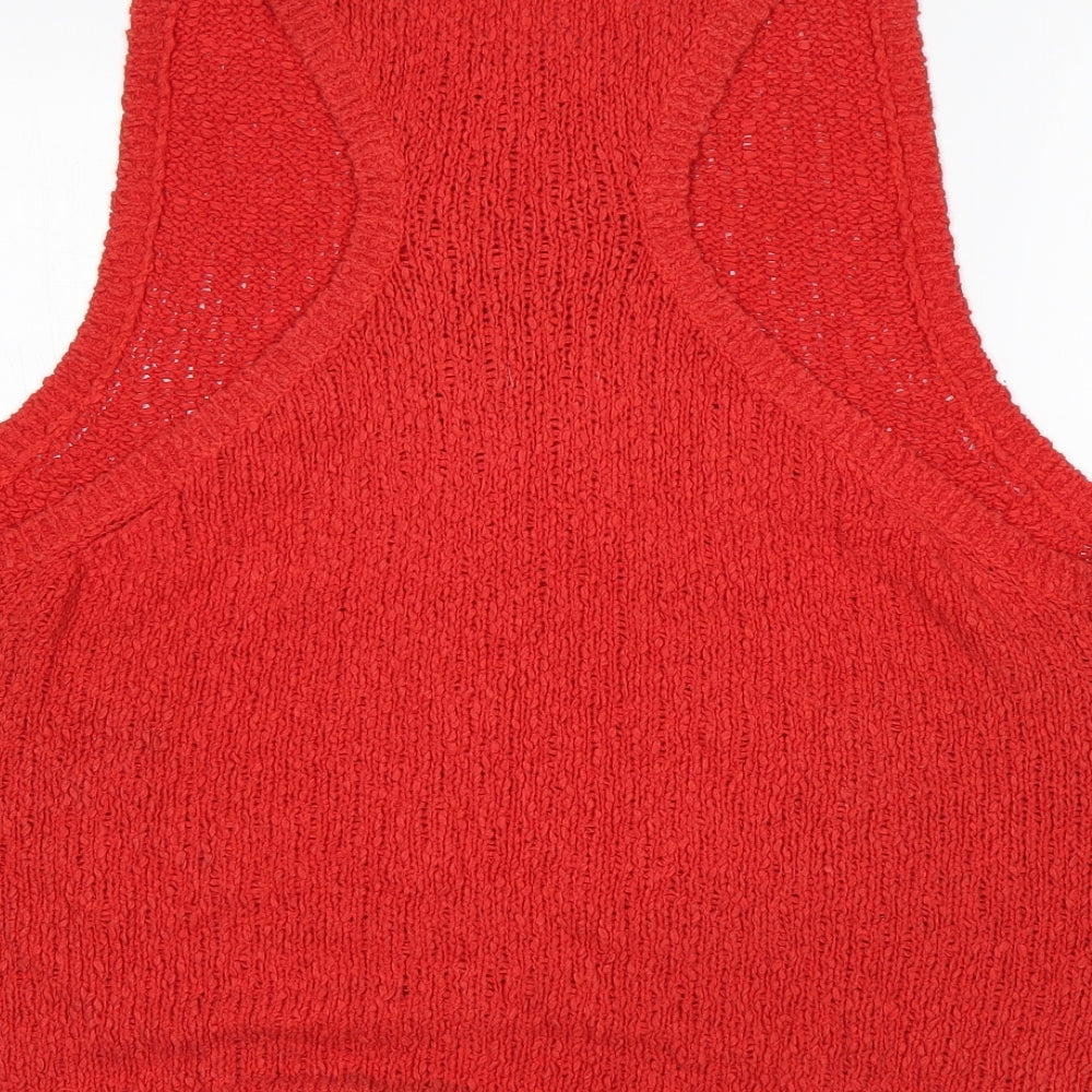 H&M Womens Orange Round Neck  Cotton Vest Jumper Size L